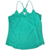 J. Crew Factory Scalloped Cami Tank Top Teal Green Women's 2 Polyester Lined Photo 0
