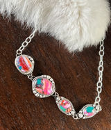 Pink spiny oyster sterling silver choker necklace Photo 0