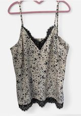 A New Day Black & White Satin Lace Tank Photo 0