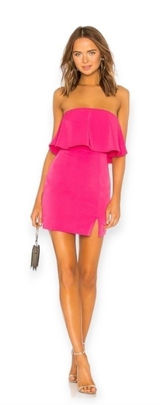 NWT Superdown Catalina Ruffle Tube Party Mini Dress in Hot Pink Size‎ S Photo 0