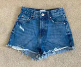 Primark high rise blue distressed jean shorts in size 0 Photo 0