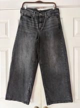 Banana Republic High Rise Wide Leg Crop Jeans Washed Black‎ Size 30 Long Photo 0