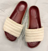 Isabel Marant Hellea Slide Sandals White Quilted‎ Leather & Beige Suede Size 37 Photo 0