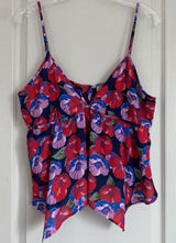 CAD Floral Handkerchief‎ Hem Camisole Top Red Blue Purple XL GUC Photo 0