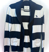 Vintage Y2K Abercrombie & Fitch Navy and White Striped Shawl Cardigan Photo 0
