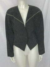 80s Vintage Wilsons Leather‎ Womens Black Moto Suede Jacket Retro Glam Rock - M Photo 0