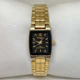Vintage Armitron women watch gold tone 19mm black dial quartz analog 7” running Photo 0