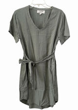 Anthropologie Cloth & Stone Sage Green V-Neck Short Sleeve‎ Tie Waist Dress Med Photo 0