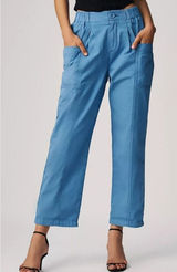 Anthropologie Pilcro Ruched Crop Utility Pants Blue Women’s 26P Photo 0