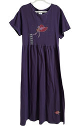 Vtg Cactus Bay By‎ Lynee Dress Women's XL Purple Red Hat Society Maxi USA NEW Photo 0