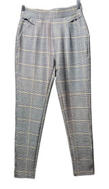 Indero Grey Glen Plaid High Waisted Pull On Trousers Dress Pants S M Tapered Photo 0