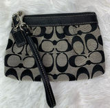 COACH Black Gray Signature Canvas Wristlet Photo 0