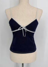 Vintage Y2K Xhilaration Lace Trim Cami Tank Top Medium Navy Babydoll Coquette Photo 0