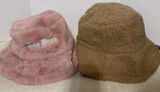 Bucket‎ Hat Lot womens pink furry Venice Beach & Tan reversible sherpa/leather Photo 0