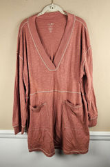 Natural Life Womens Rust Charlie V Neck Mini Dress Tunic Top XL Photo 0