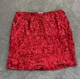 Red Sequin Skirt Size L Photo 0
