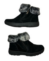 KHOMBU Jessica All Weather Faux Fur Cuff Ankle Boots Black Suede Leather 8 Photo 0