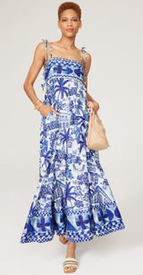 FARM Rio Sweet Rio Maxi Dress in Blue White XXS Photo 0