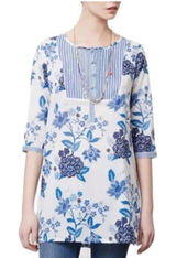 Anthropologie MERMAID Small Floral Sea Holly Tunic Top‎ Stripes Beach Summer F10 Photo 0