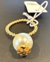 Tory Burch | Gold Plated & Pearl Beaded Band Ring | Size 7 Photo 0