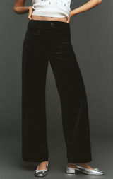 Maeve Anthropologie Colette Wide Leg Velvet Pants Black 25 Photo 0