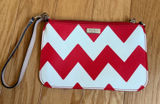 Kate Spade New York Red White Chevron Zigzag Wristlet Clutch Pouch Bag Photo 0