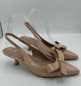 BCBGeneration Kasti Nude Slingback Frappe Patent Kitten Heel Bow Pumps size 6.5 Photo 0