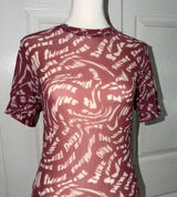 SKIMS‎ Women's Summer Mesh Short Sleeve Top Size Large Raspberry Swirl NWOT Photo 0