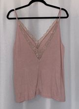 American Eagle Outfitters Pink Lace Tank Top Photo 0