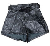 Altar'd State Scarlotte‎ Faux Leather Paperbag Shorts Black Belted Edgy Size XS Photo 0