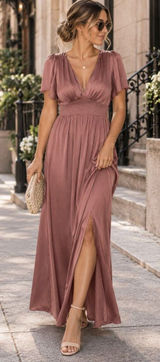 Baltic Born Prague Mauve Maxi Dress Size S Satin Romantic Soft Glam Goddess Photo 0