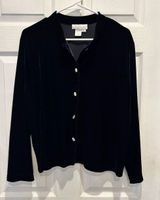 VTG J.‎ Jill Womens XL Black Velvet Button Down Cardigan Top Long Sleeve USA Photo 0
