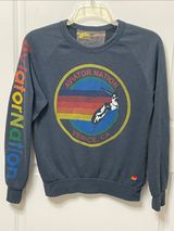 Aviator Nation Navy Blue Sweatshirt with Multicolor Logo XS Comfort Loungewear Photo 0