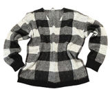 Maurices Buffalo Plaid Sweater Cozy Cabin Core Black White Knit V Neck M/L Photo 0