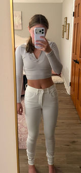 High-Rise White Express Skinny Jeans Photo 0