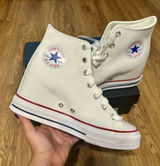 CONVERSE Chuck Taylor all star wedge platform white shoes sneakers sz 9 new Photo 0