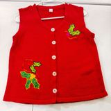 Vtg holiday Faire‎ pink Christmas Vest Women M L Holly Candy Cane Applique chic Photo 0