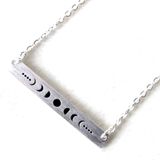 Boutique White Gold Plated‎ Celestial Necklace w/ Moon Phases Bar Pendant Necklace 16-18” Photo 0