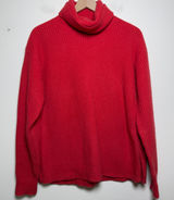J. Crew Women Sweater Medium‎ Red Turtleneck Ribbed Knit Side Slit Long Sleeve Photo 0