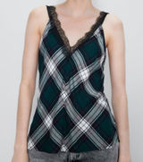 ✨ ZARA plaid lace cami tank top green✨ Photo 0
