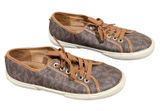 Michael Kors Signature Logo Canvas Lace Up Sneakers Brown Women's Size 6M Photo 0