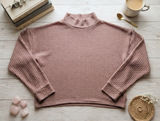 American Eagle Women XL Waffle Knit Mock Neck Top Mauve Long Sleeve Relaxed Fit Photo 0