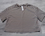 Missguided Brown White Striped Waffle Knit Crop Top Short‎ Sleeve XSmall XS Photo 0