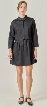 English Factory NEW Black Mini Shirt Dress Cotton Size‎ Medium Photo 0