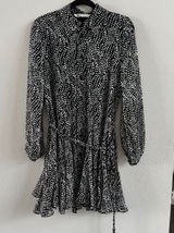 ZARA Woman Black/White Semi-sheer Printed Short Shirt Dress Photo 0