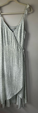 Abercrombie & Fitch Light Green Floral Wrap Midi Dress Flutter Strap Size XL Photo 0