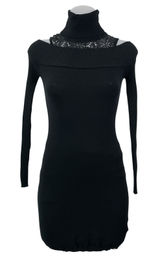 Guess Black Long Sleeves Cold Shoulder Lace Turtleneck Bodycon Sweater Dress XS Photo 0