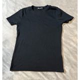 Zara Women Black Short Sleeve Ribbed Shirt Size Medium Basics Crew Neck Photo 0