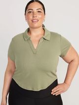 Old navy ultralite rib knit polo‎ crop top green size XXL Photo 0