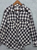 Free People Womens‎ Shirt M Plaid Long Sleeve Snap Photo 0